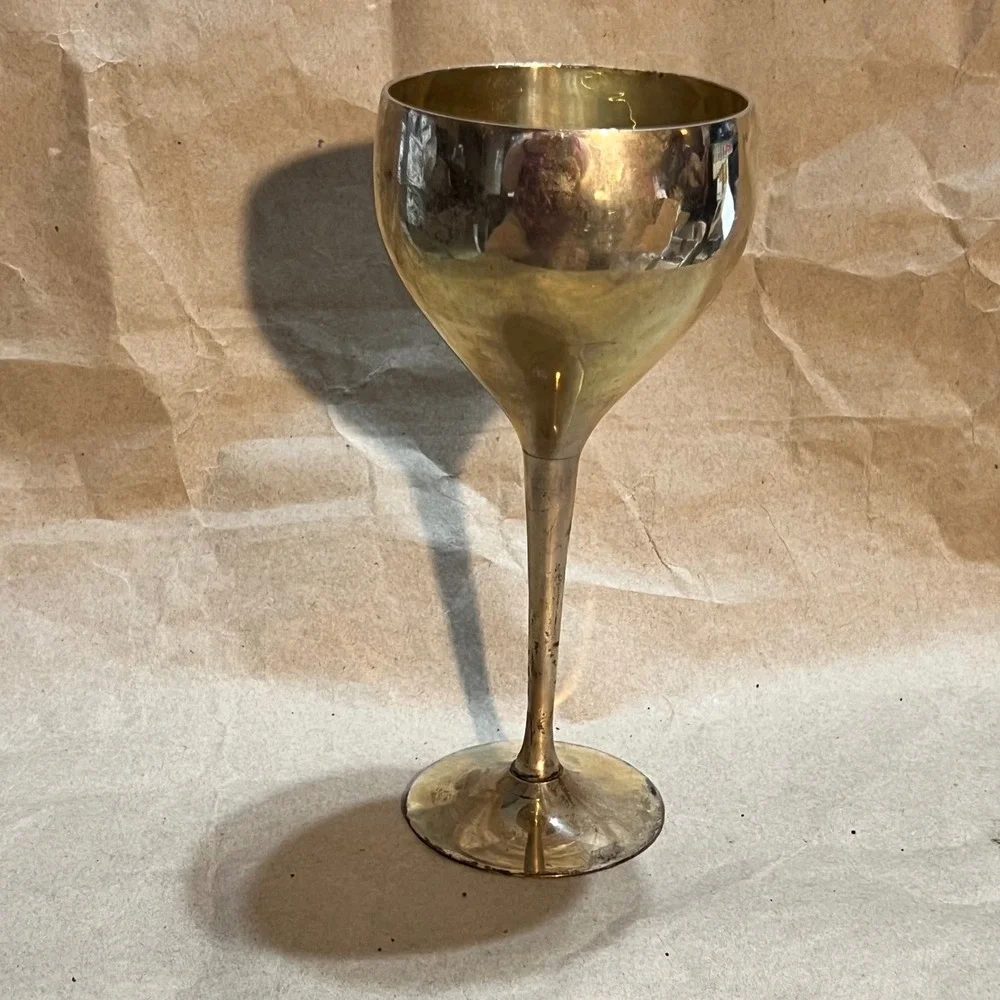 Vintage Brass Chalice Goblet Gold Made in India Gothic Medieval Altar